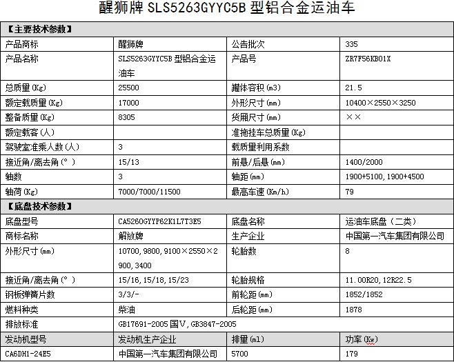 油罐車整車公告參數(shù) 油罐車整車公告參數(shù)